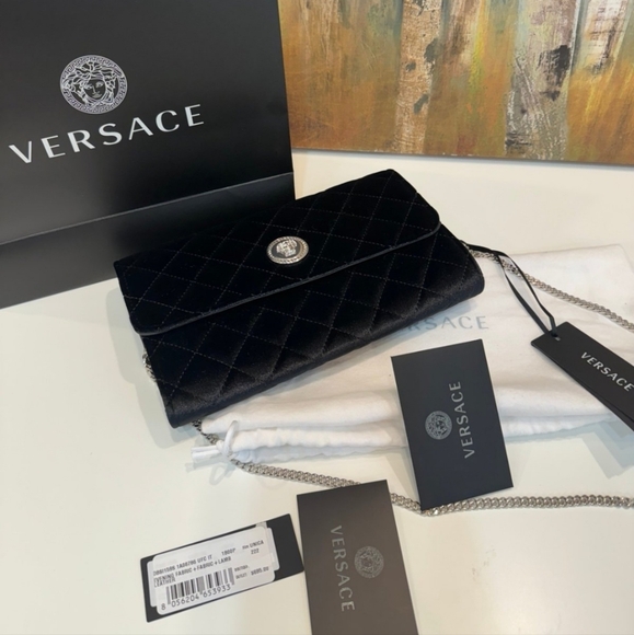 Versace Velvet+Lamb Leather Crossbody NWT! With COA - Picture 9 of 11
